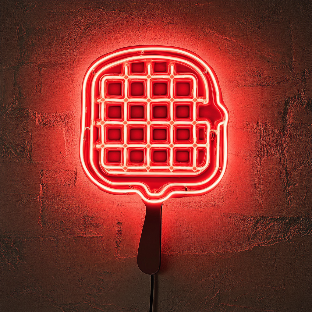 Waffle Iron - Red Neon Sign, 18 Inches