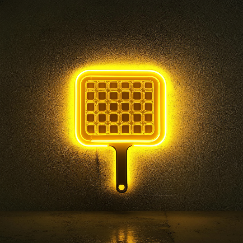 Waffle Iron - Yellow Neon Sign, 24 Inches