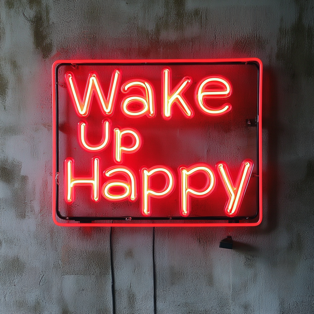 Wake Up Happy - Red Neon Sign, 24 Inches