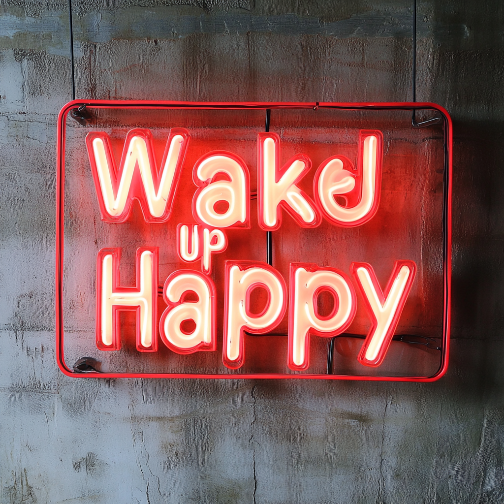 Wake Up Happy - Red Neon Sign, 24 Inches