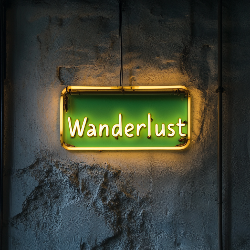 Wanderlust - Green Neon Sign, 18 Inches