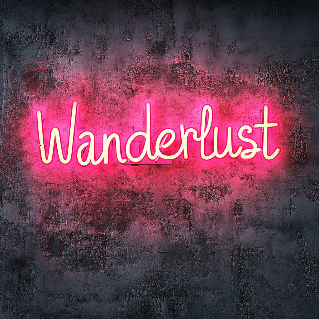 Wanderlust - Pink Neon Sign, 18 Inches