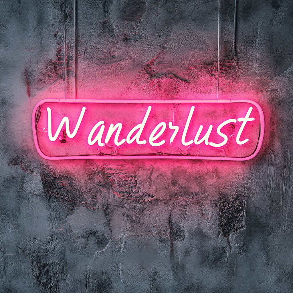 Wanderlust - Pink Neon Sign, 24 Inches