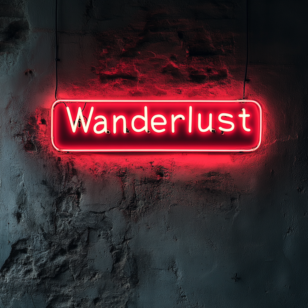 Wanderlust - Red Neon Sign, 18 Inches