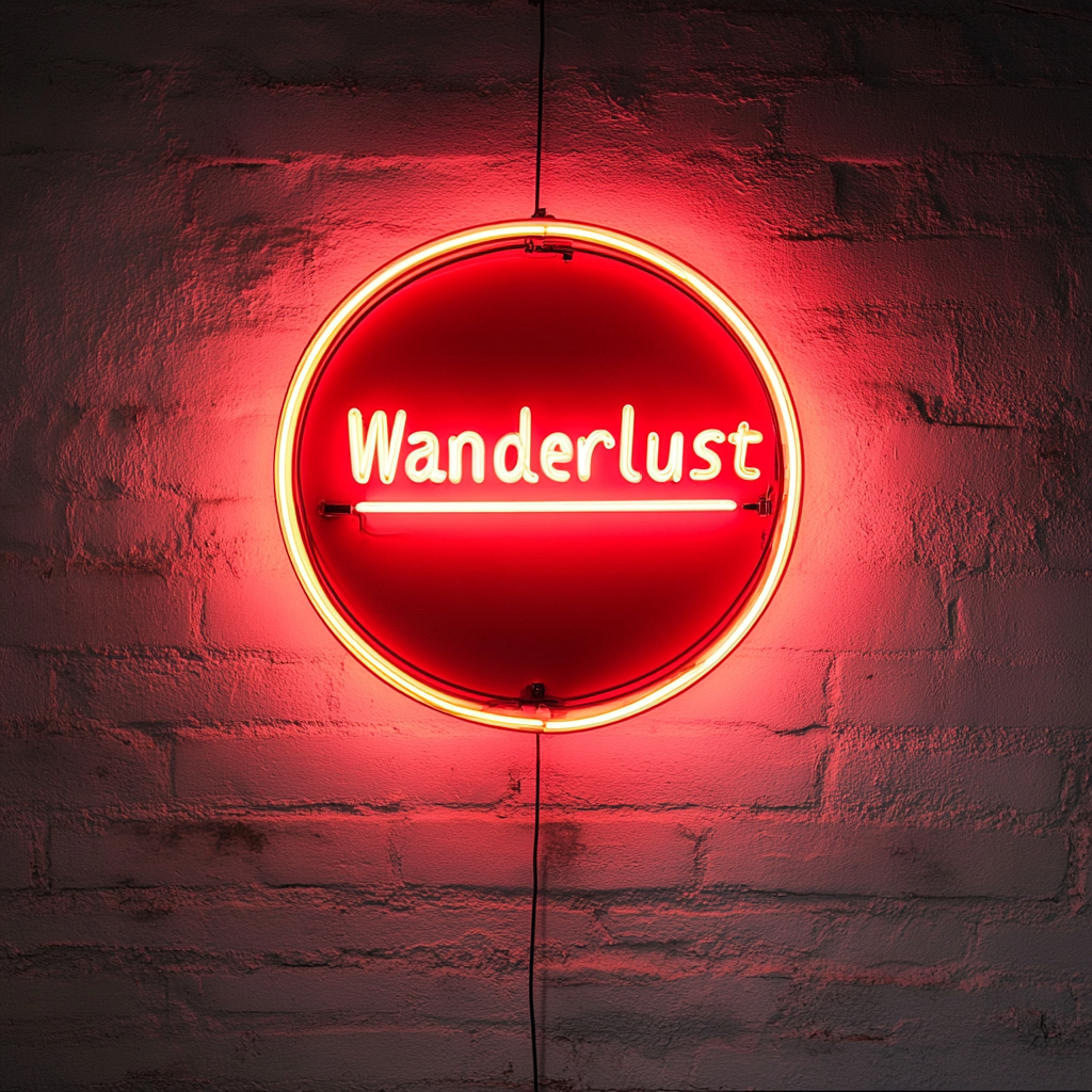 Wanderlust - Red Neon Sign, 18 Inches