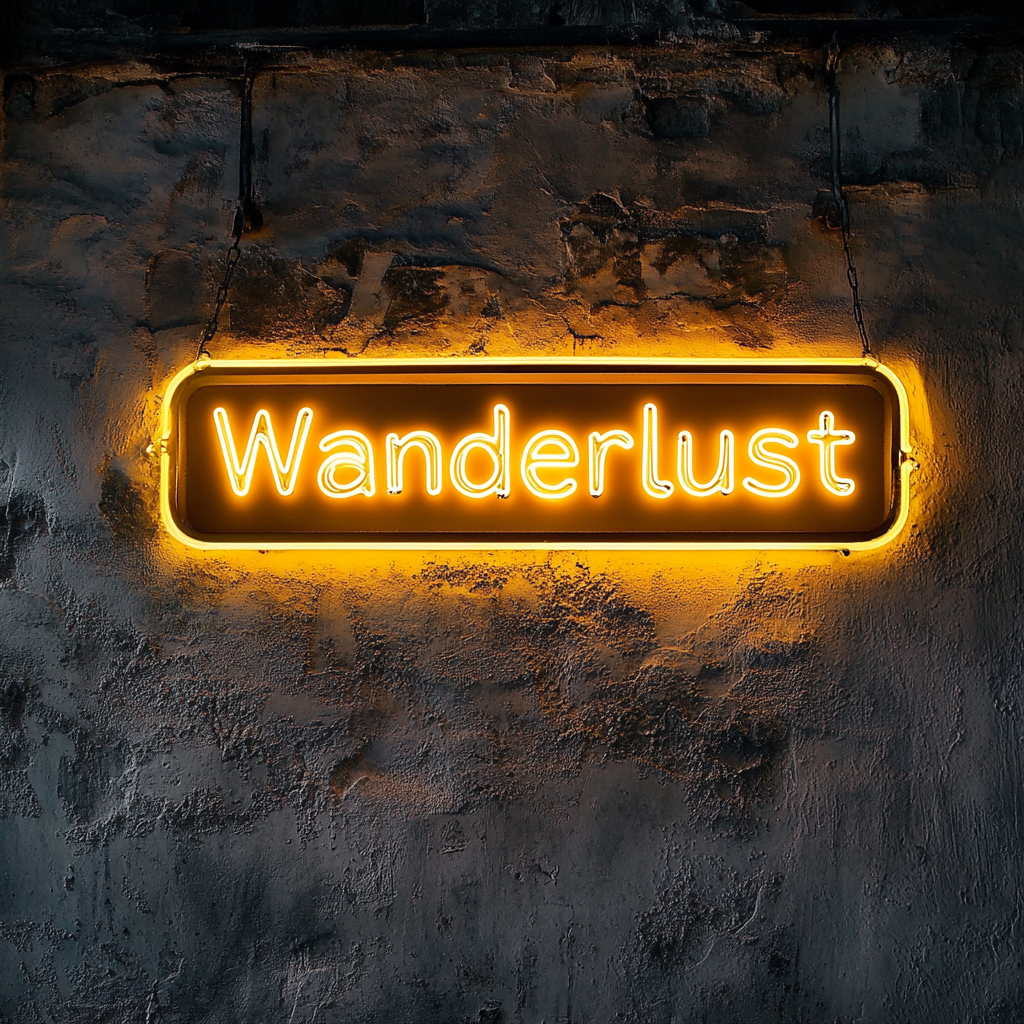 Wanderlust - Yellow Neon Sign, 24 Inches