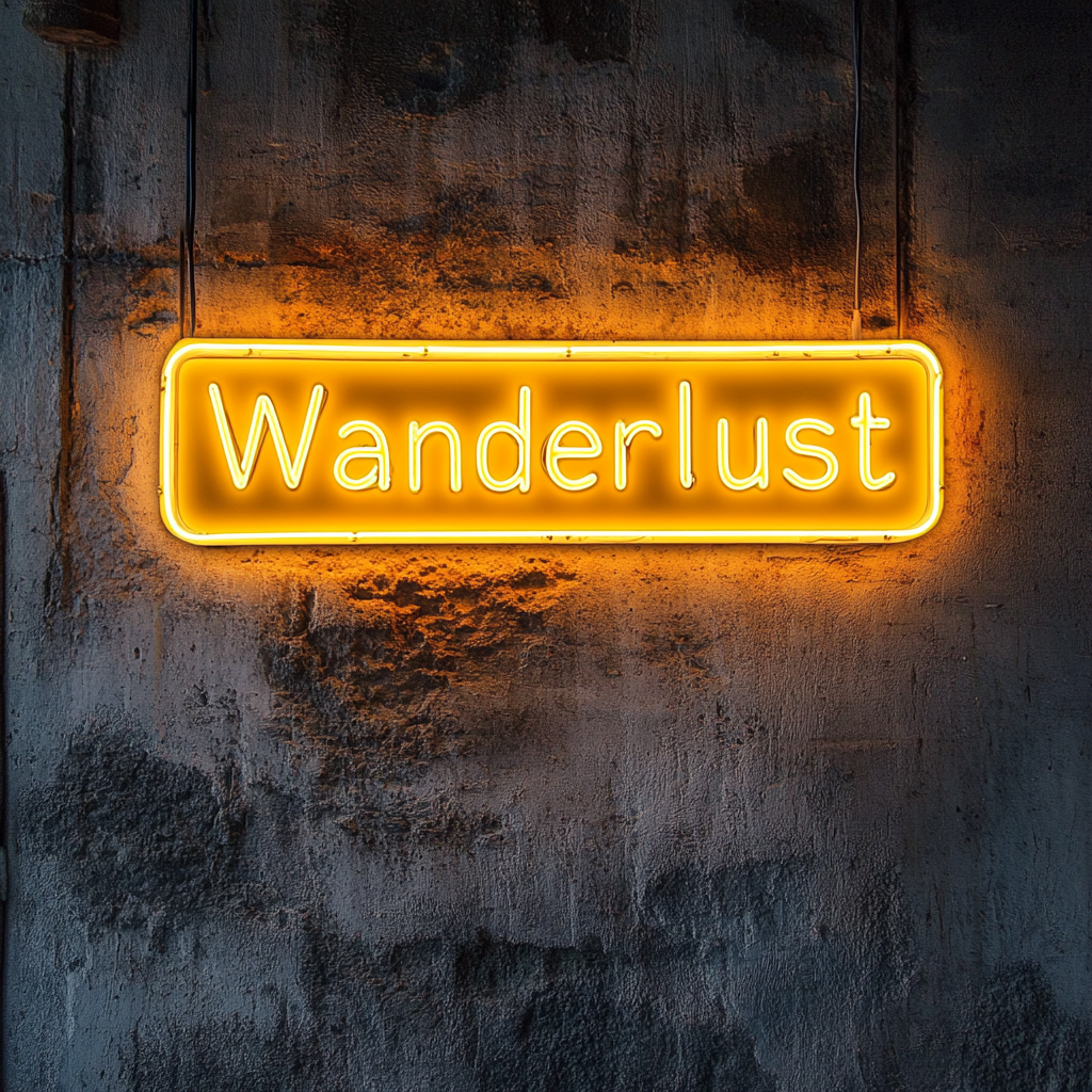 Wanderlust - Yellow Neon Sign, 18 Inches