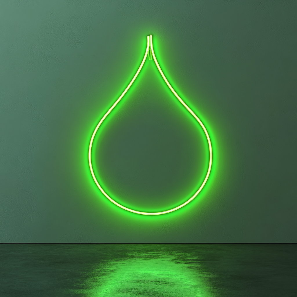 Water Droplet - Green Neon Sign, 24 Inches