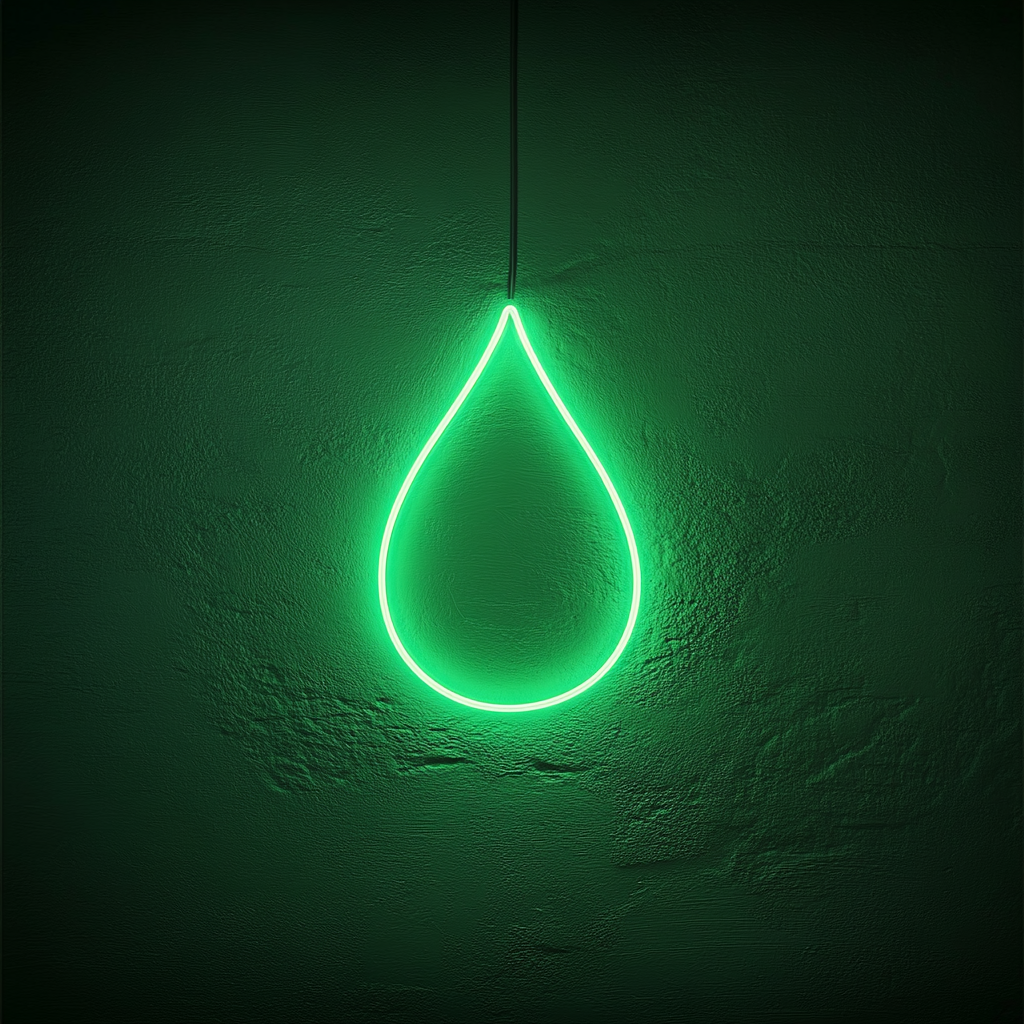 Water Droplet - Green Neon Sign, 24 Inches