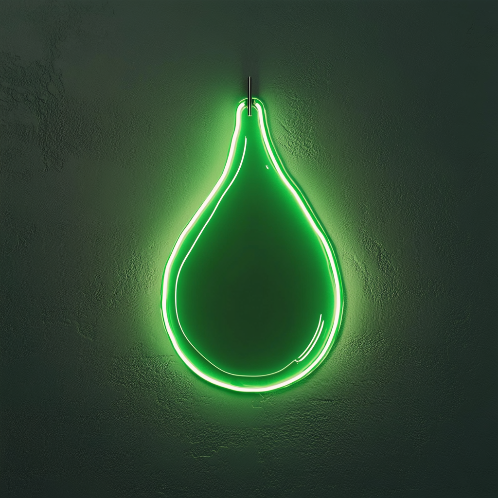 Water Droplet - Green Neon Sign, 18 Inches