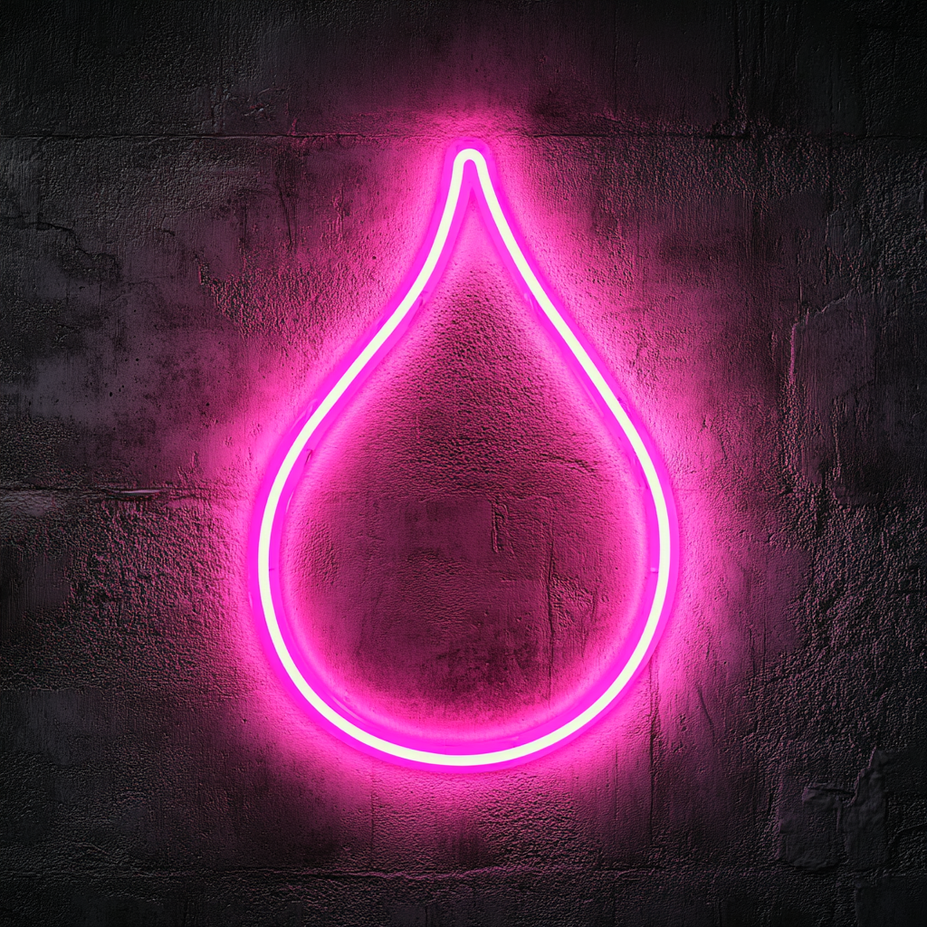 Water Droplet - Pink Neon Sign, 24 Inches