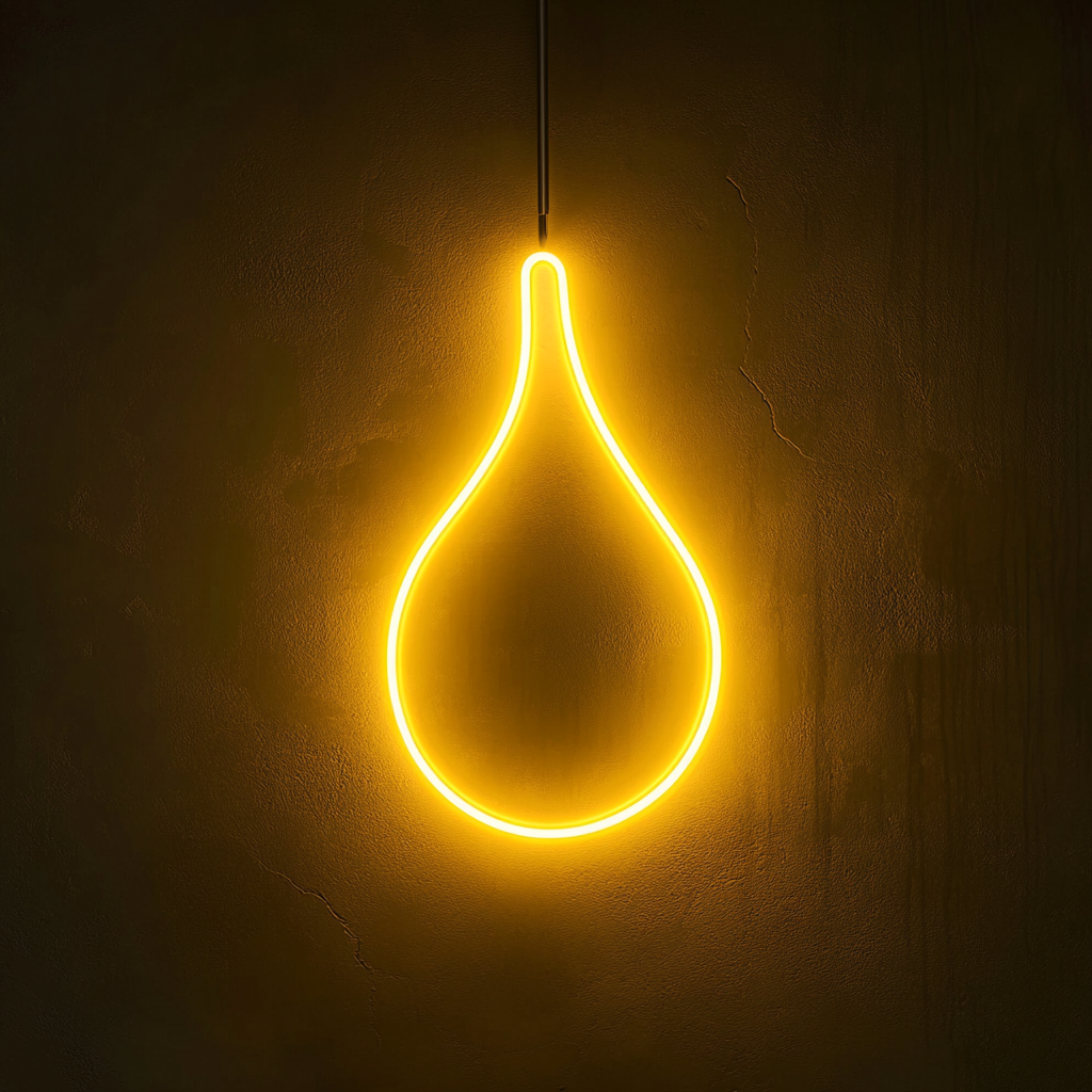 Water Droplet - Yellow Neon Sign, 18 Inches