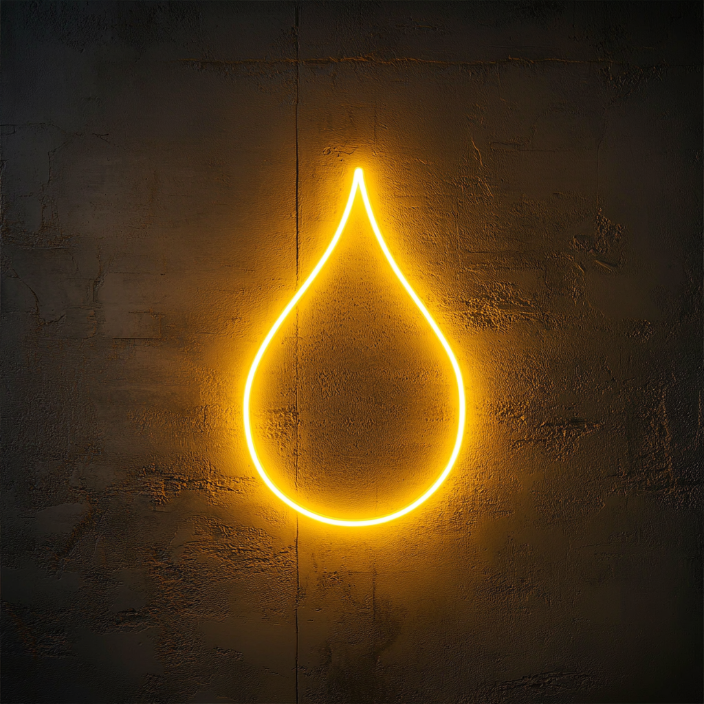 Water Droplet - Yellow Neon Sign, 18 Inches