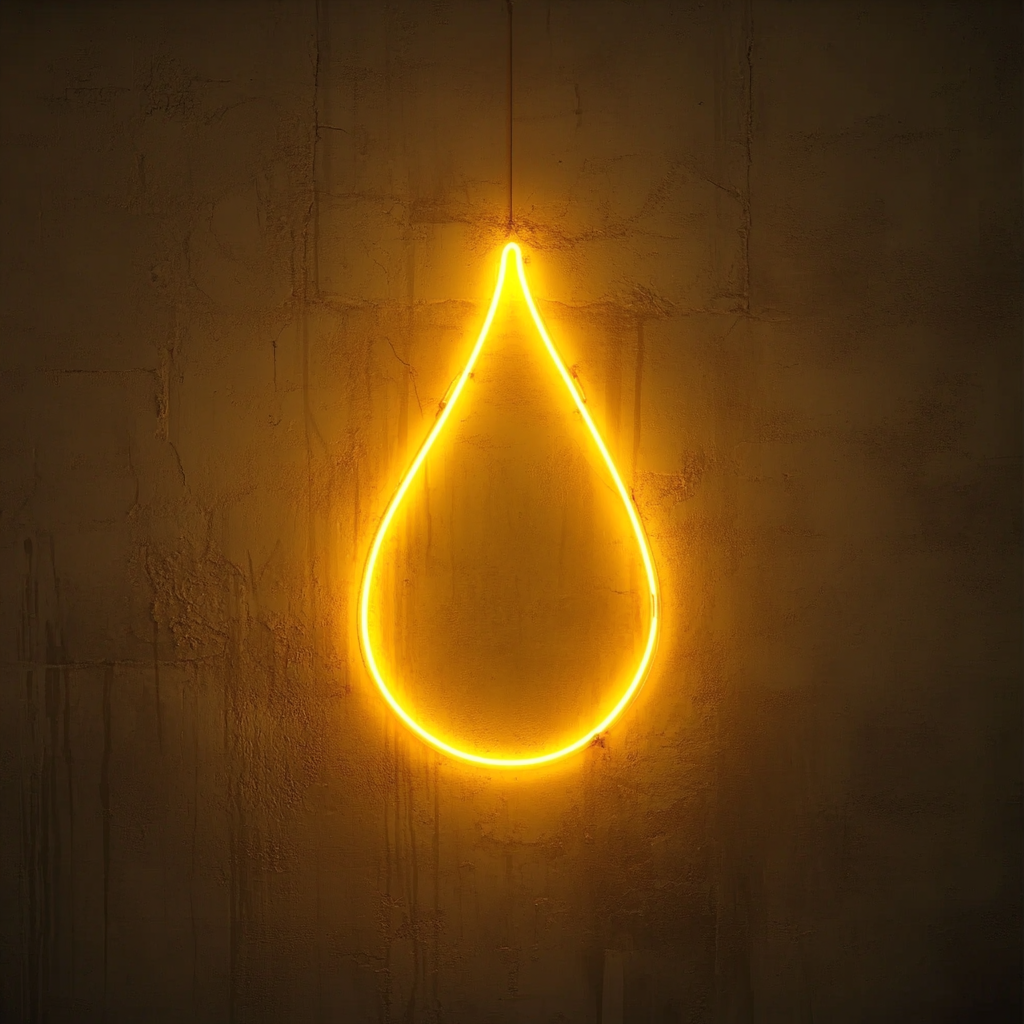 Water Droplet - Yellow Neon Sign, 18 Inches
