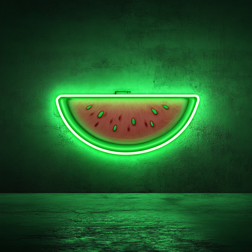 Watermelon Slice - Green Neon Sign, 18 Inches