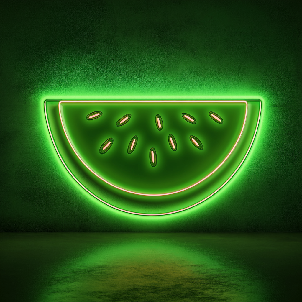 Watermelon Slice with Seeds - Green Neon Sign, 18 Inches
