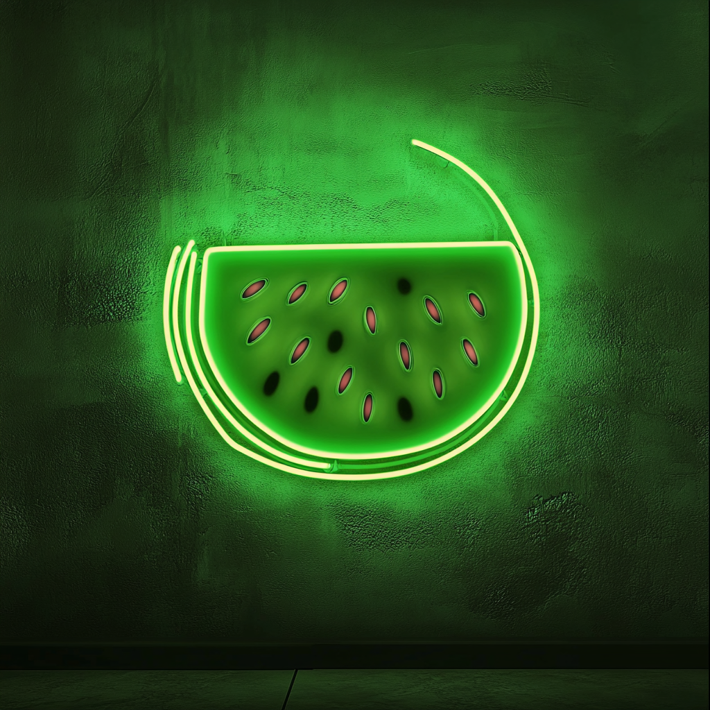 Watermelon Slice with Seeds - Green Neon Sign, 24 Inches