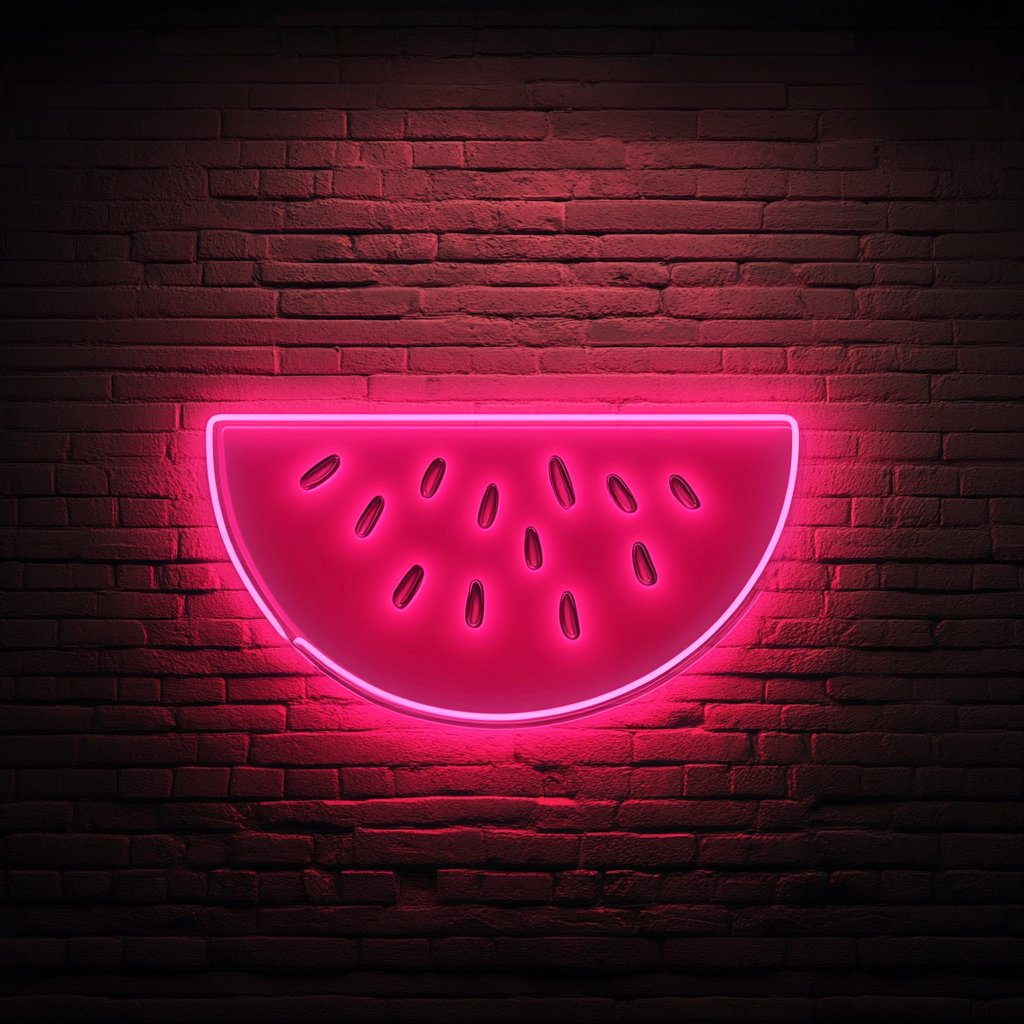 Watermelon Slice with Seeds - Pink Neon Sign, 24 Inches