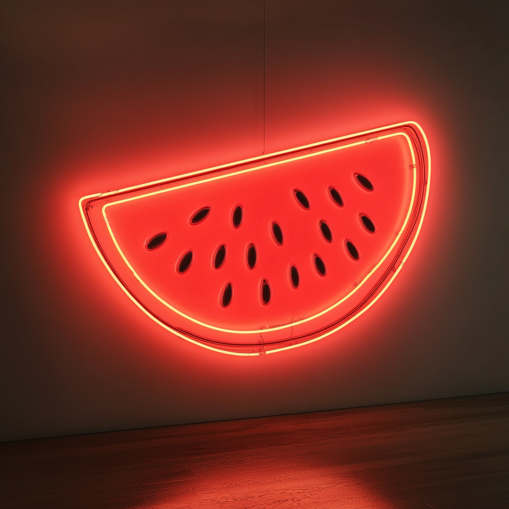 Watermelon Slice with Seeds - Red Neon Sign, 18 Inches