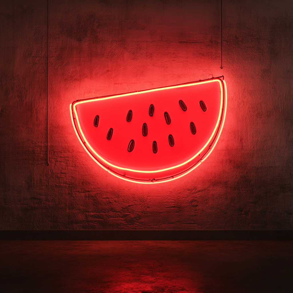 Watermelon Slice with Seeds - Red Neon Sign, 24 Inches