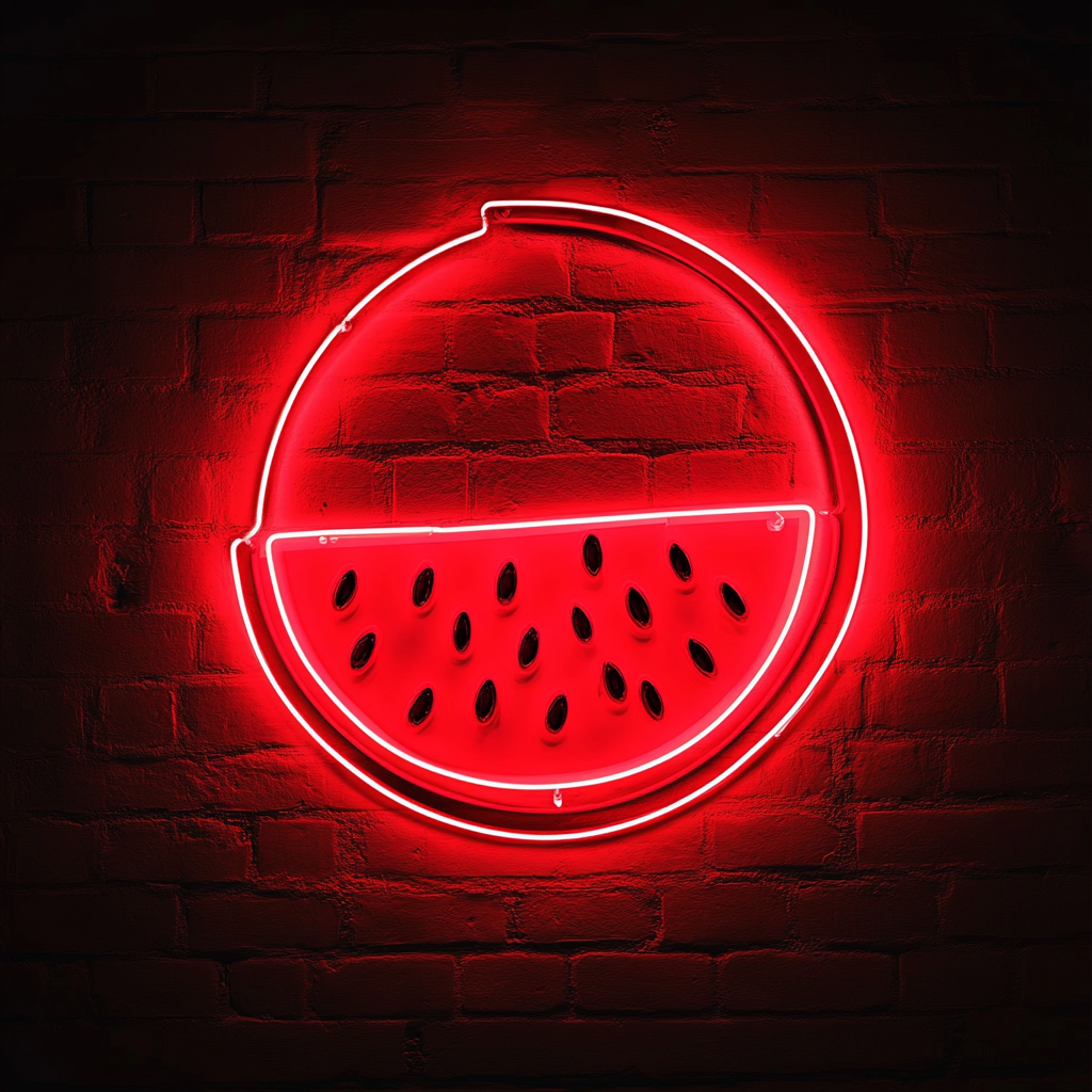 Watermelon Slice with Seeds - Red Neon Sign, 24 Inches