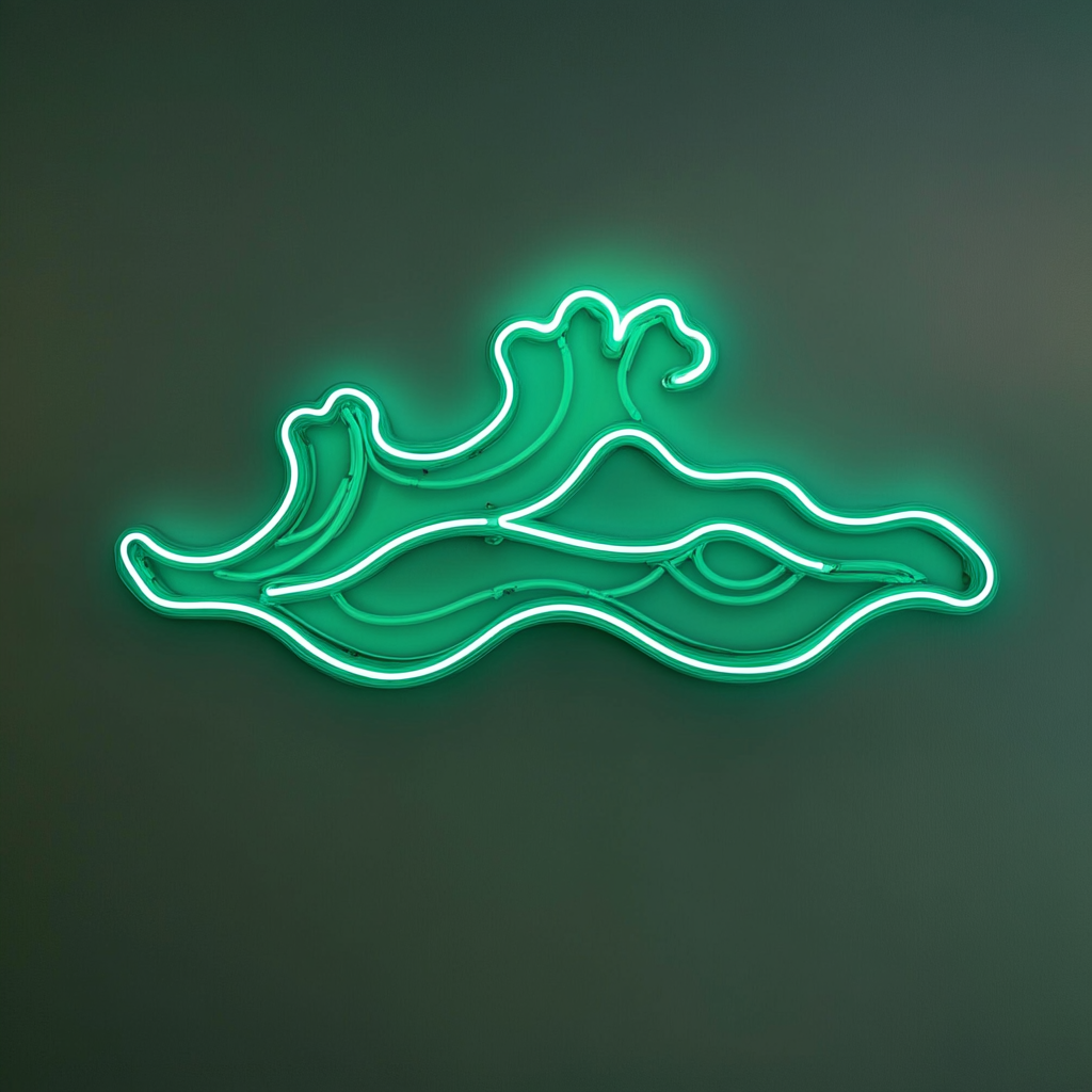 Wavy Ocean - Green Neon Sign, 24 Inches