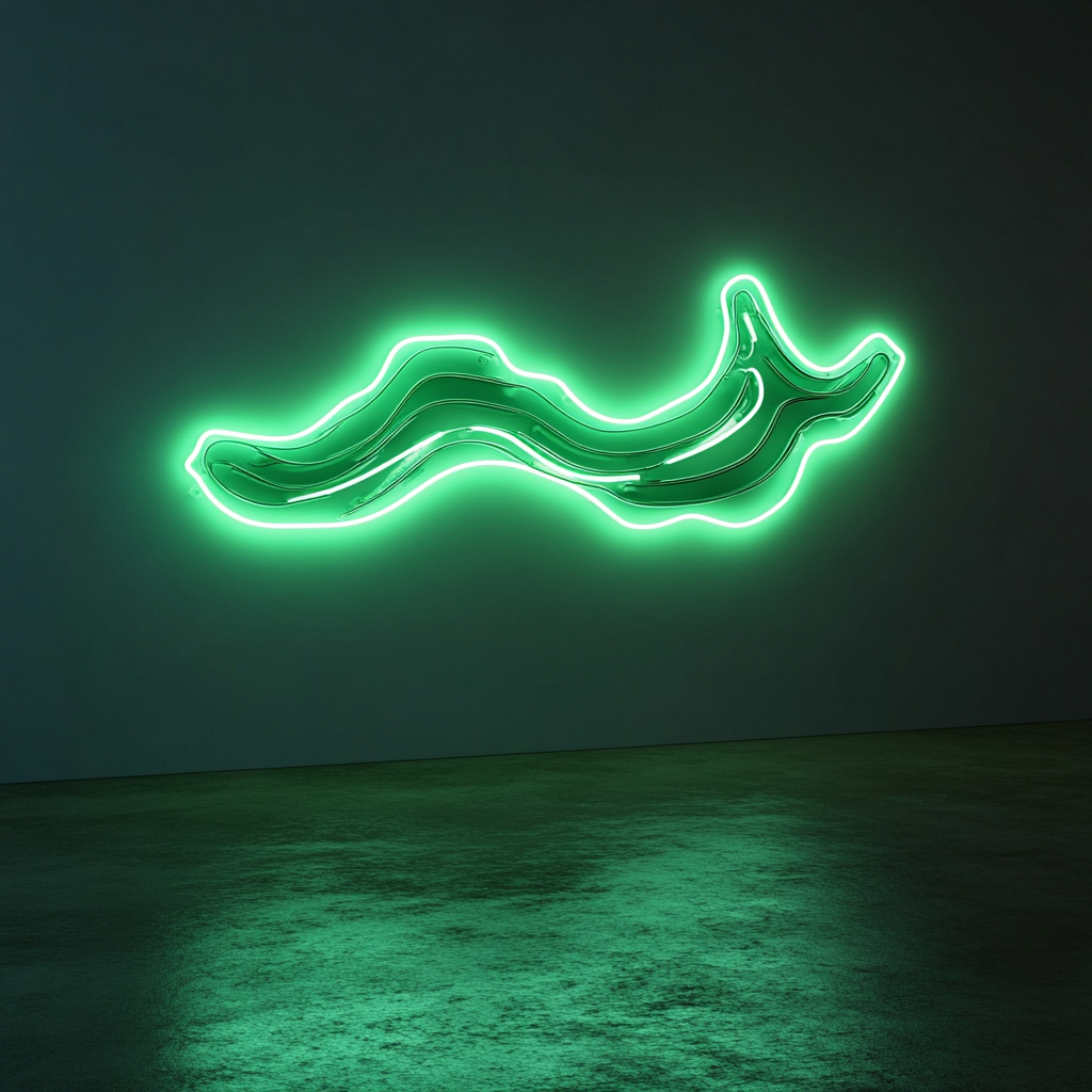Wavy Ocean - Green Neon Sign, 24 Inches