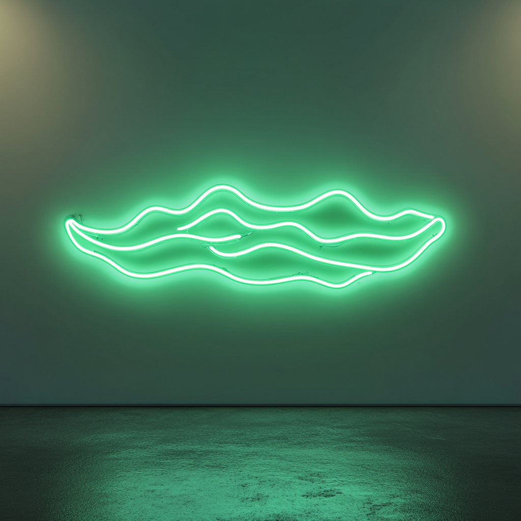 Wavy Ocean - Green Neon Sign, 24 Inches