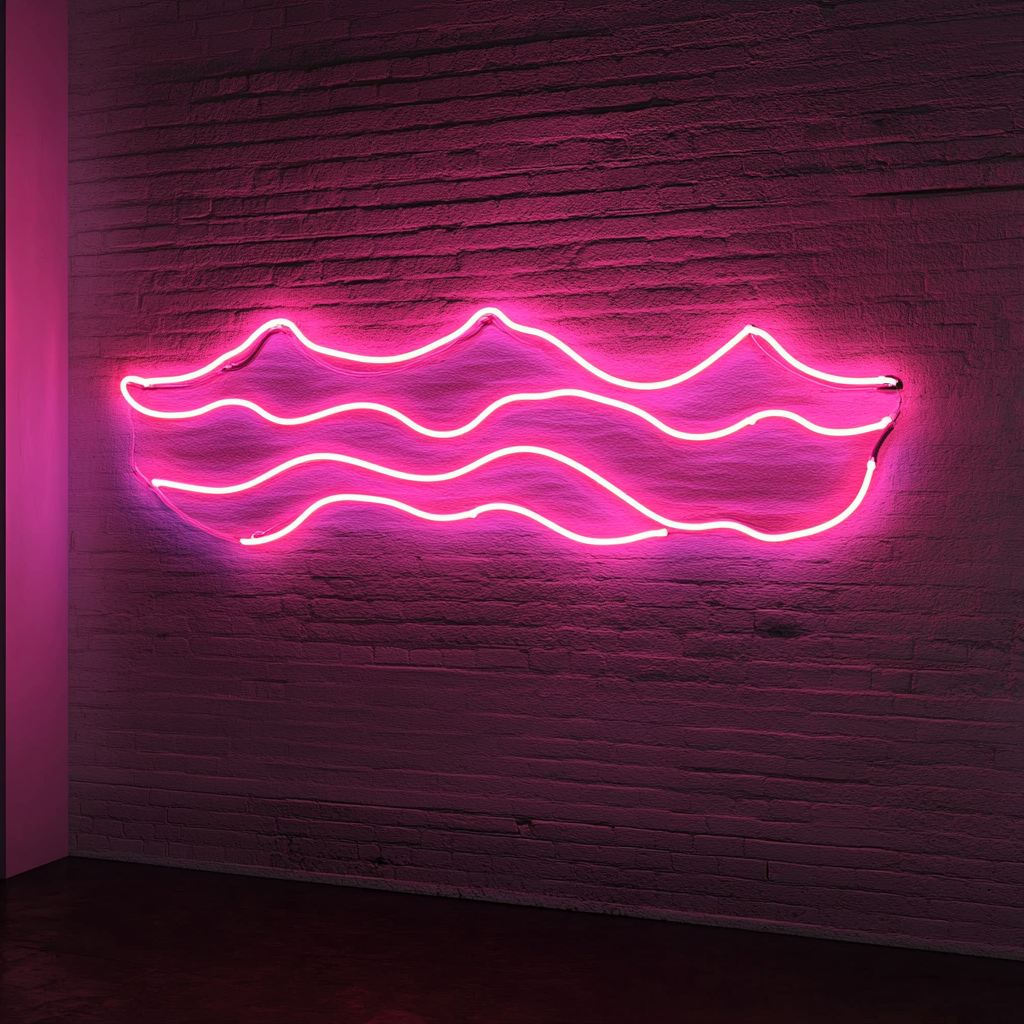 Wavy Ocean - Pink Neon Sign, 18 Inches