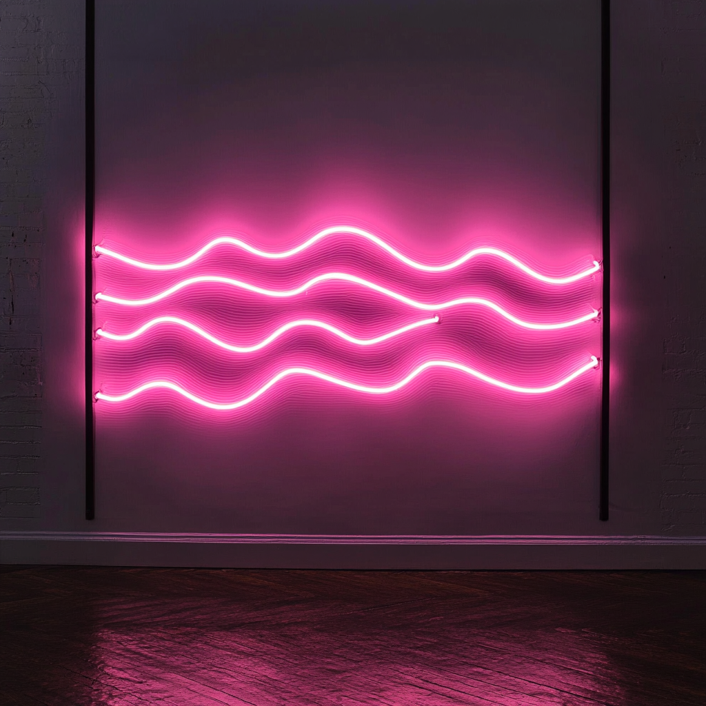 Wavy Ocean - Pink Neon Sign, 18 Inches