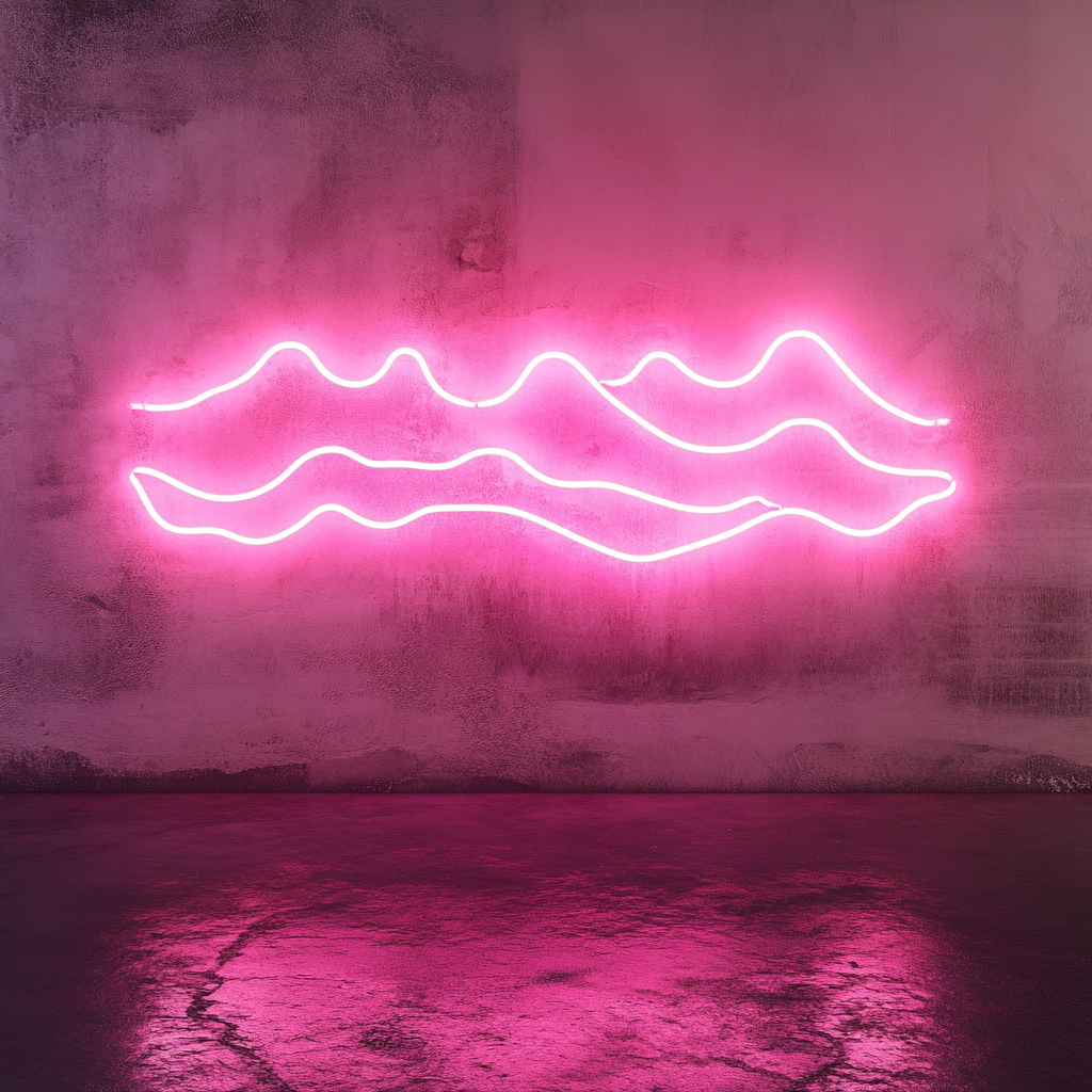 Wavy Ocean - Pink Neon Sign, 18 Inches
