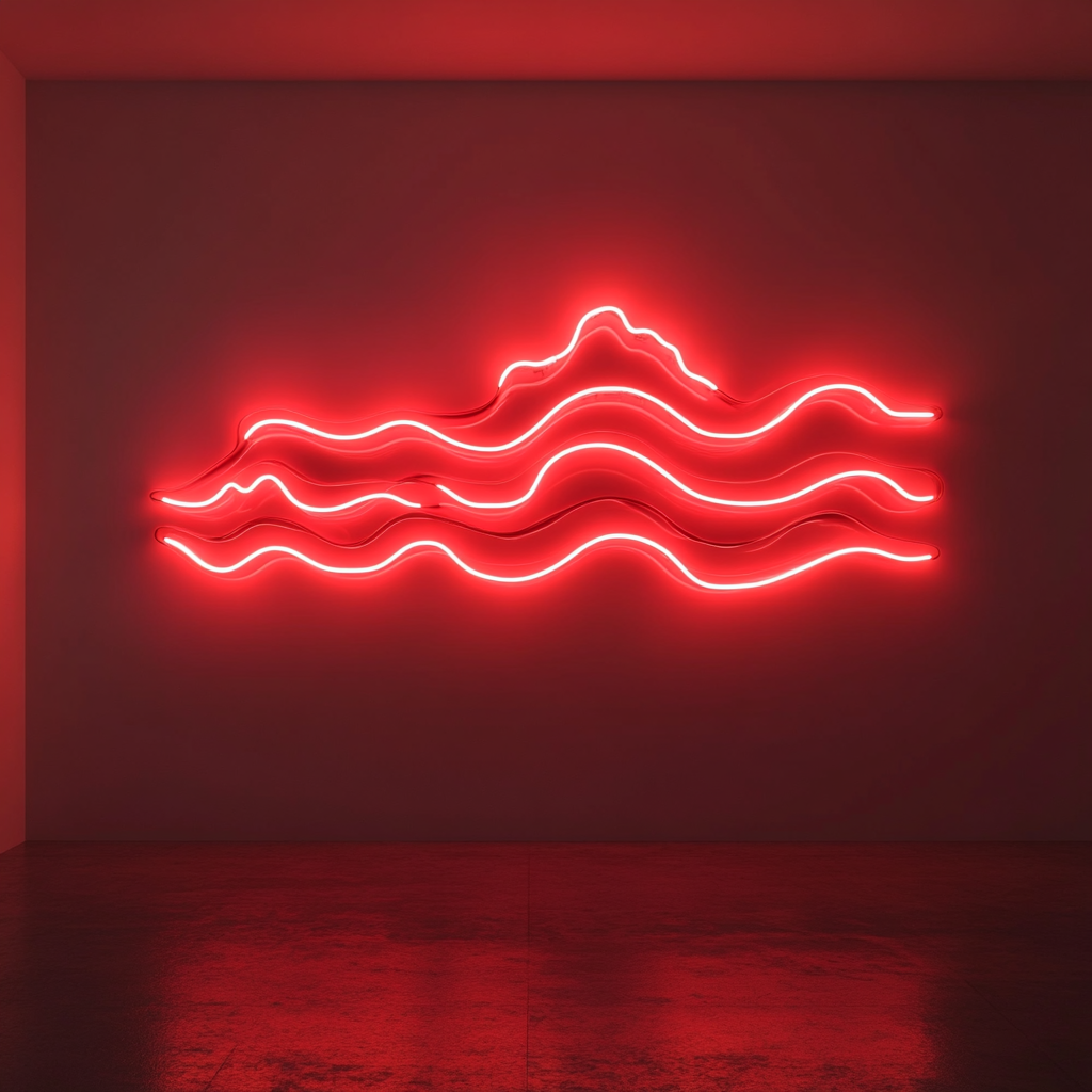 Wavy Ocean - Red Neon Sign, 24 Inches