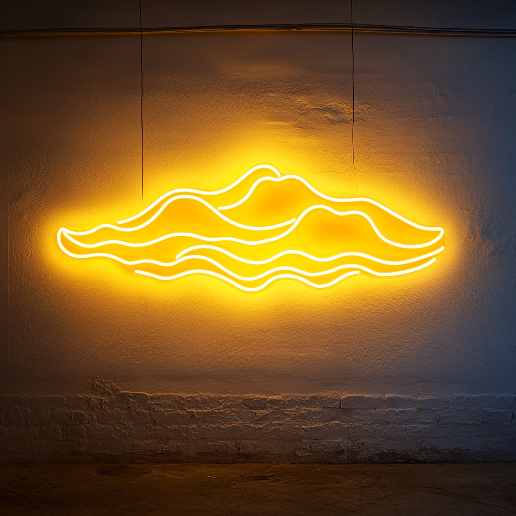 Wavy Ocean - Yellow Neon Sign, 24 Inches