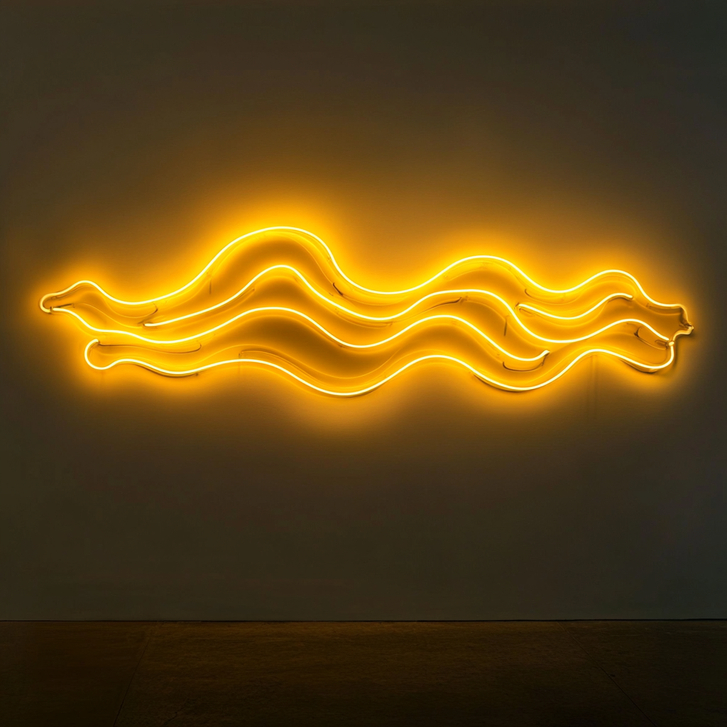 Wavy Ocean - Yellow Neon Sign, 24 Inches
