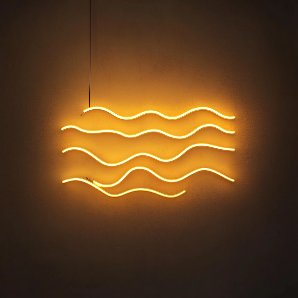 Wavy Ocean - Yellow Neon Sign, 18 Inches