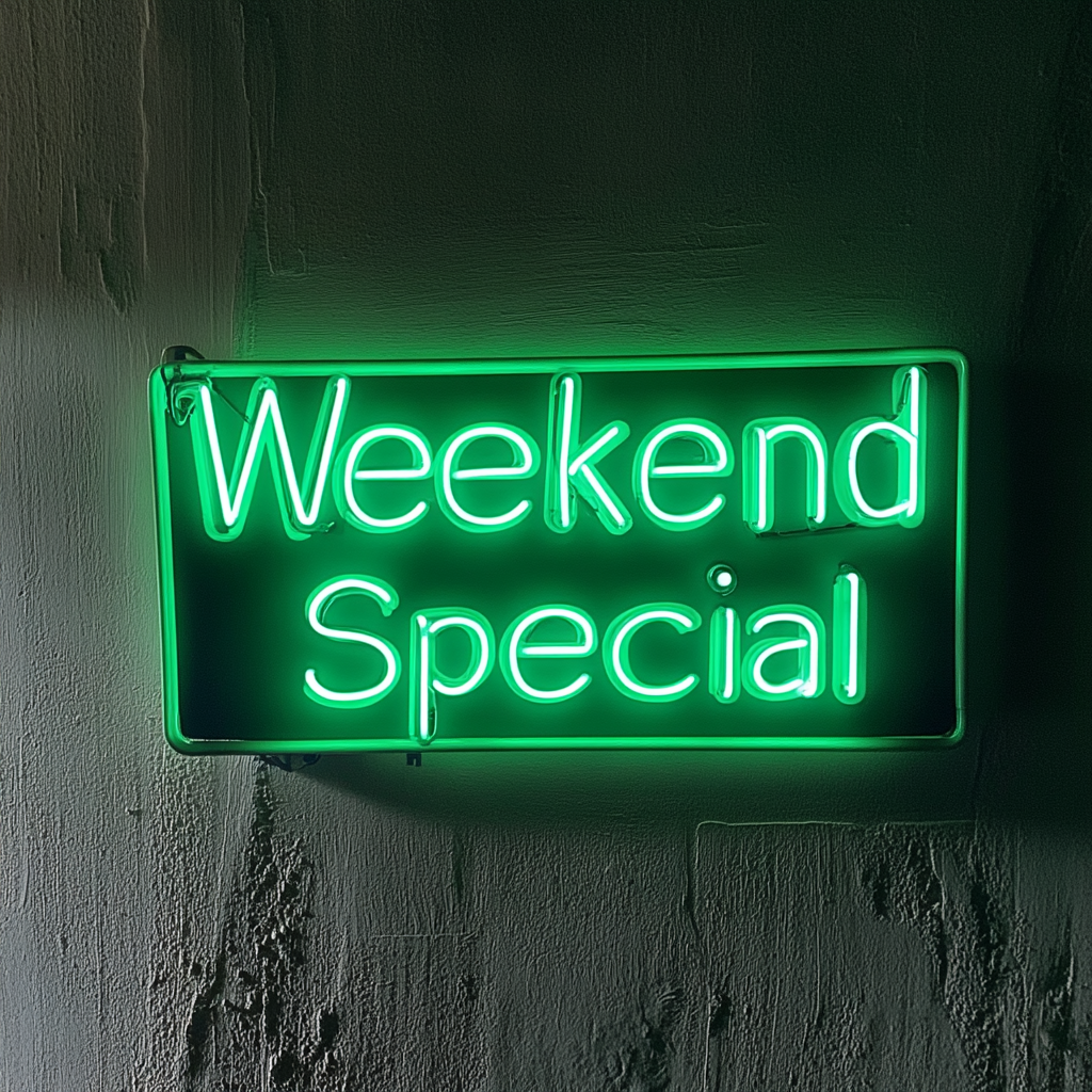 "Weekend Special" - Green Neon Sign, 18 Inches