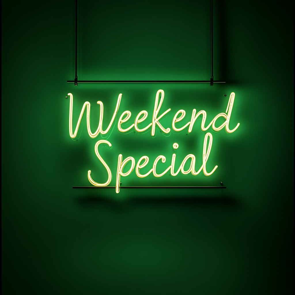 "Weekend Special" - Green Neon Sign, 18 Inches