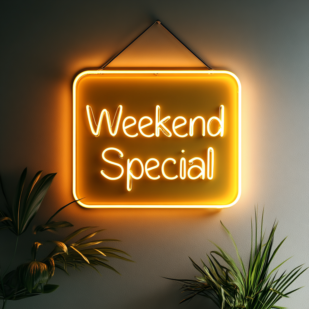 "Weekend Special" - Yellow Neon Sign, 18 Inches