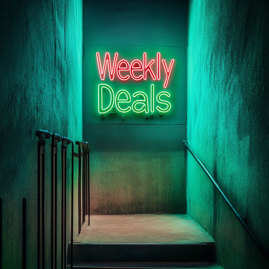 "Weekly Deals" - Green Neon Sign, 18 Inches