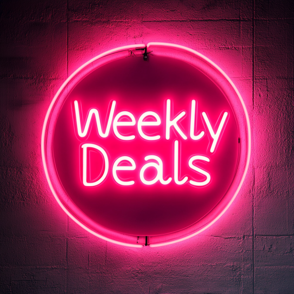"Weekly Deals" - Pink Neon Sign, 18 Inches