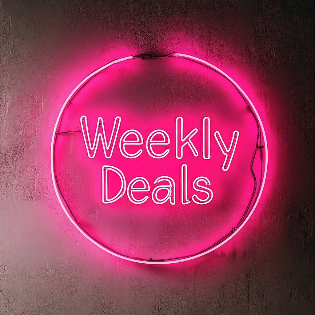 "Weekly Deals" - Pink Neon Sign, 18 Inches
