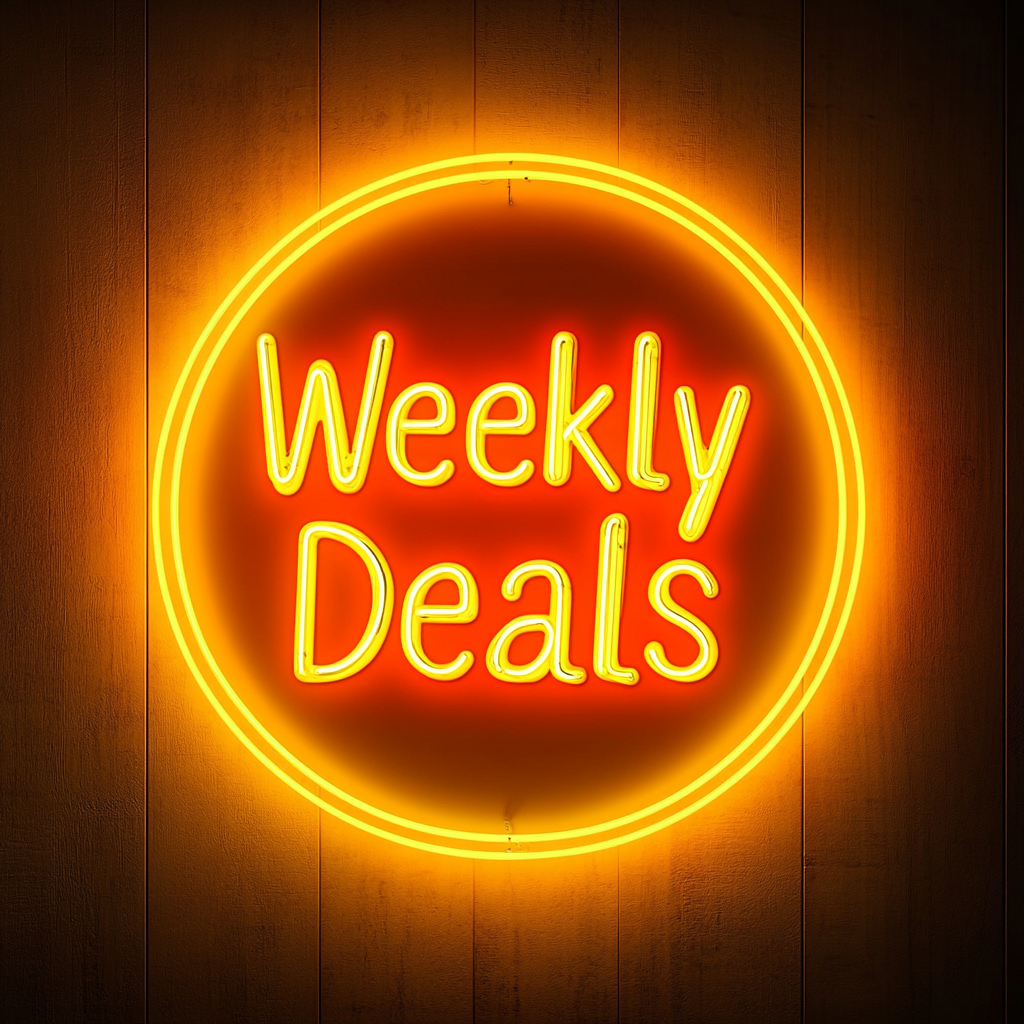 "Weekly Deals" - Yellow Neon Sign, 18 Inches