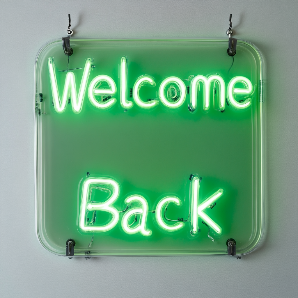 Welcome Back - Green Neon Sign, 18 Inches