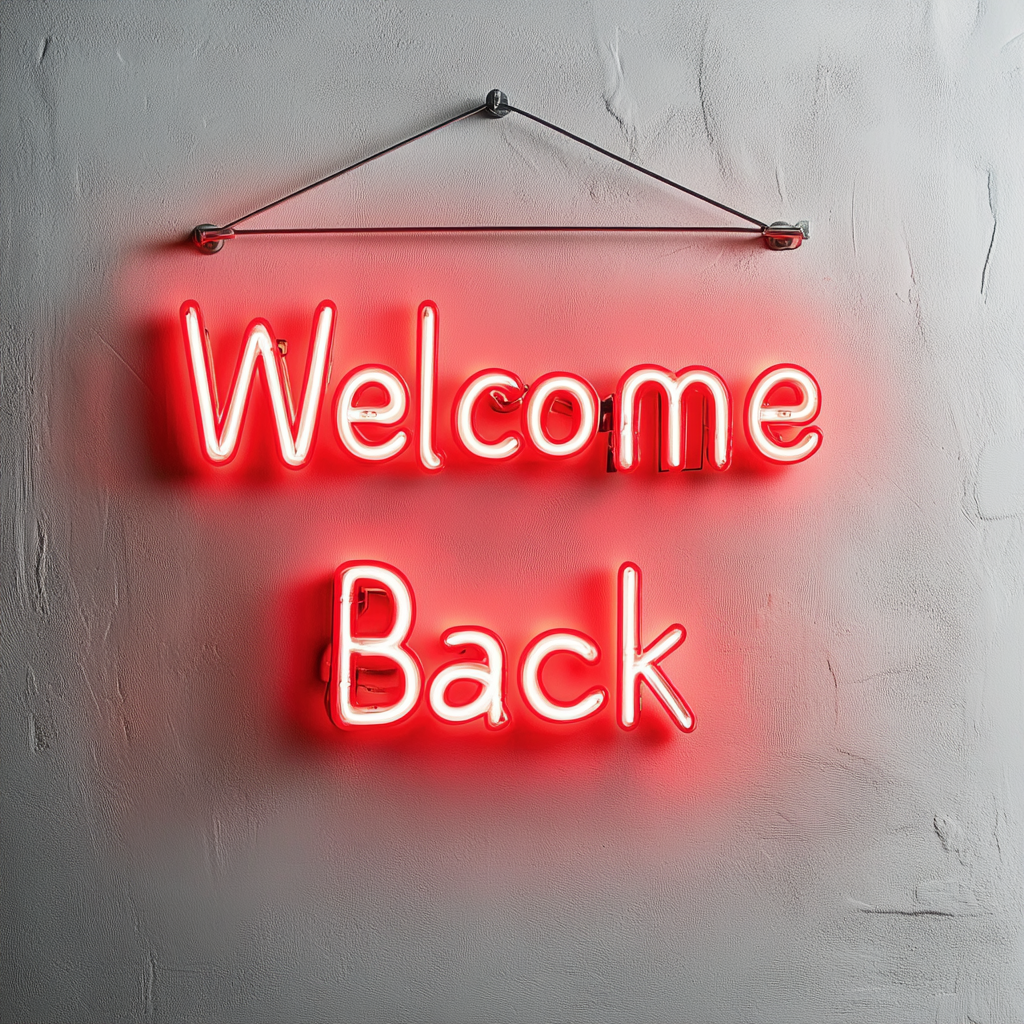 Welcome Back - Red Neon Sign, 18 Inches