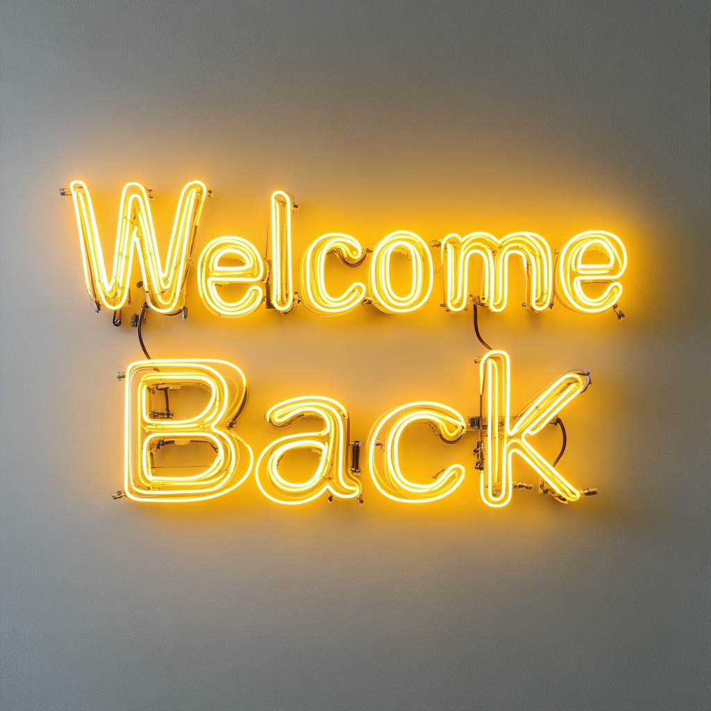 Welcome Back - Yellow Neon Sign, 18 Inches