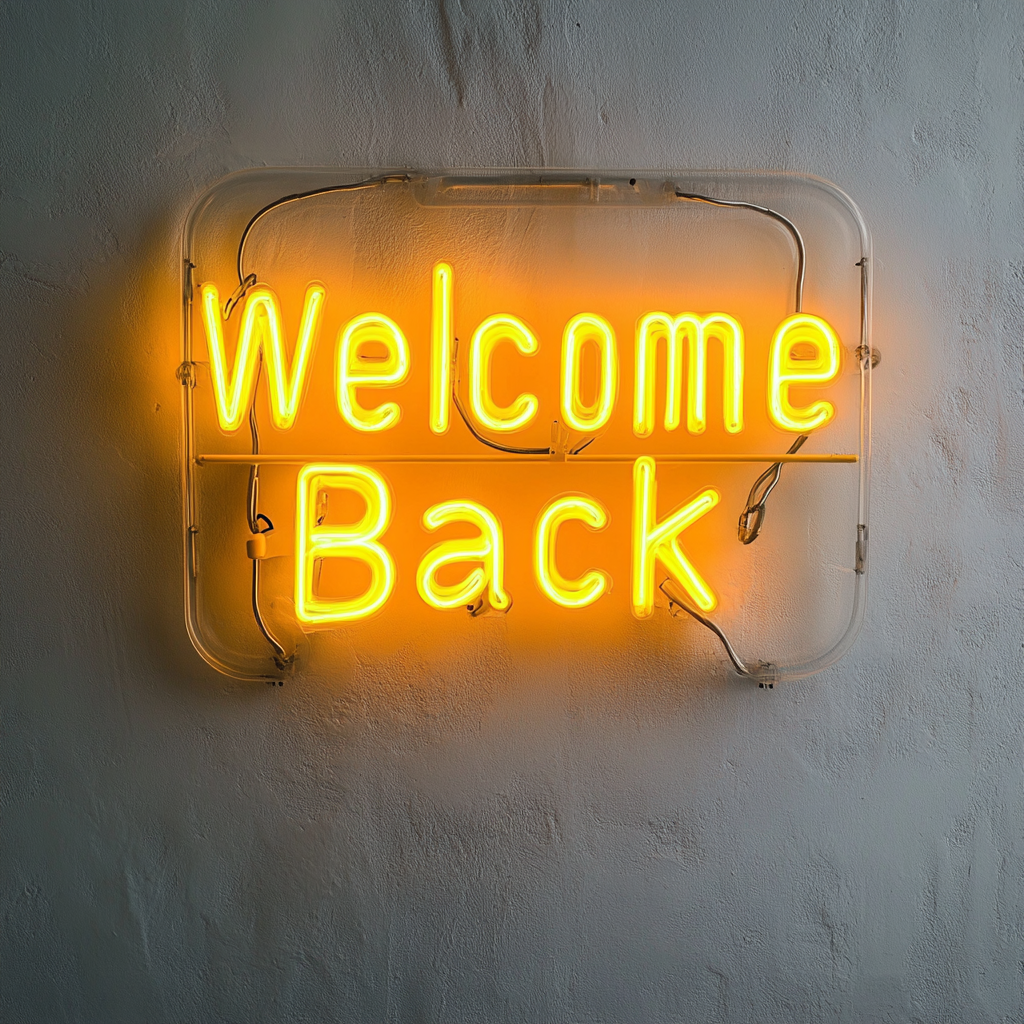 Welcome Back - Yellow Neon Sign, 24 Inches