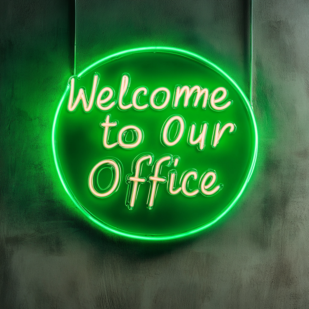 "Welcome to Our Office" - Green Neon Sign, 24 Inches