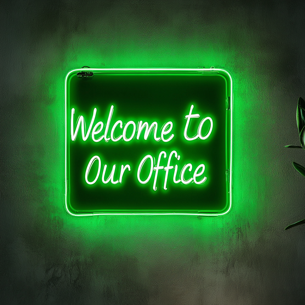 "Welcome to Our Office" - Green Neon Sign, 24 Inches