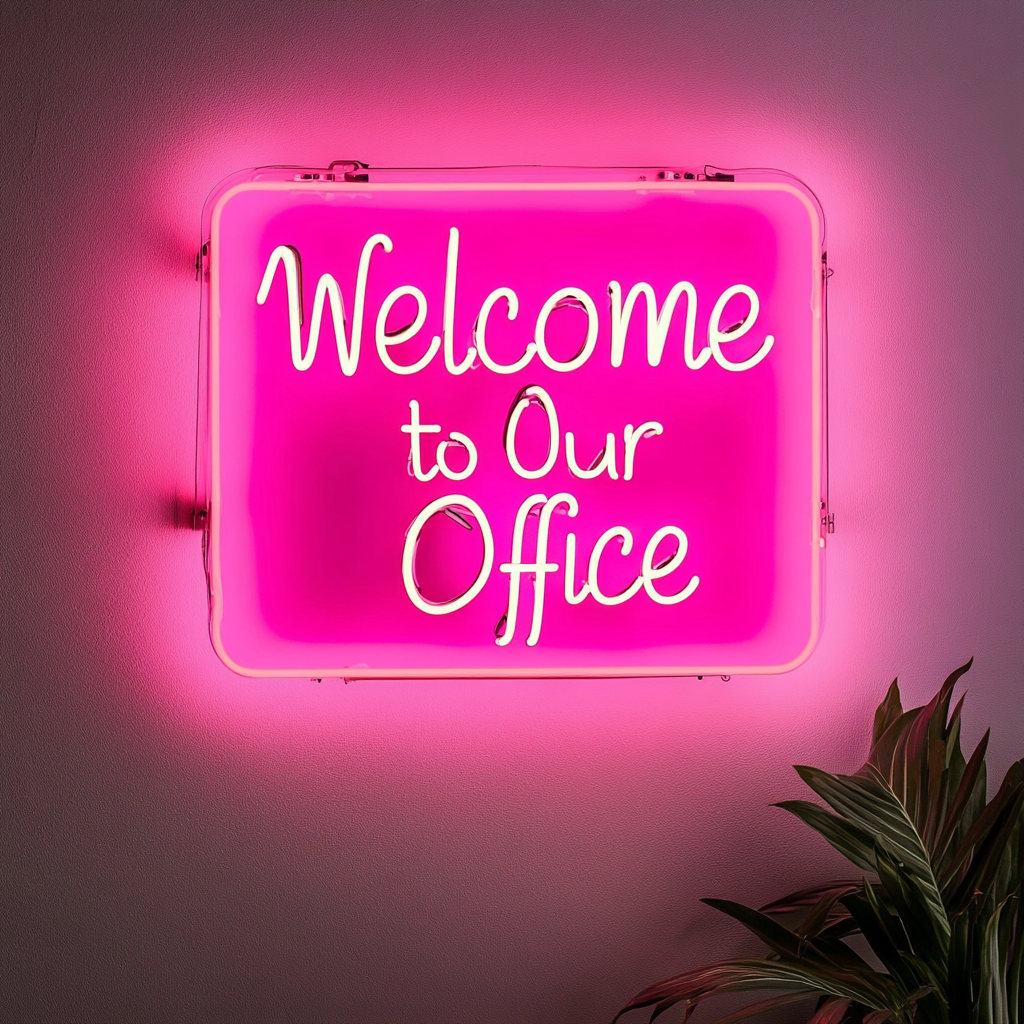 "Welcome to Our Office" - Pink Neon Sign, 18 Inches
