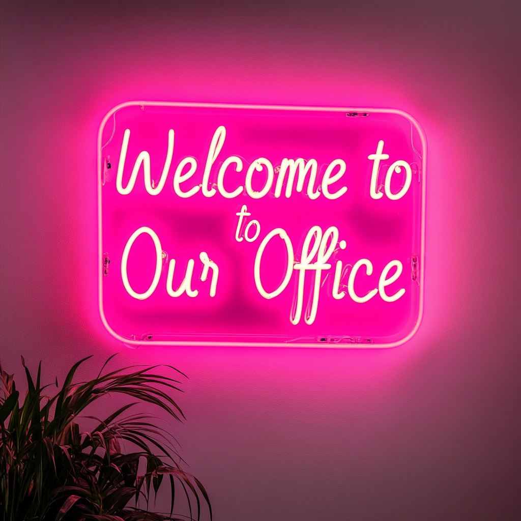 "Welcome to Our Office" - Pink Neon Sign, 18 Inches